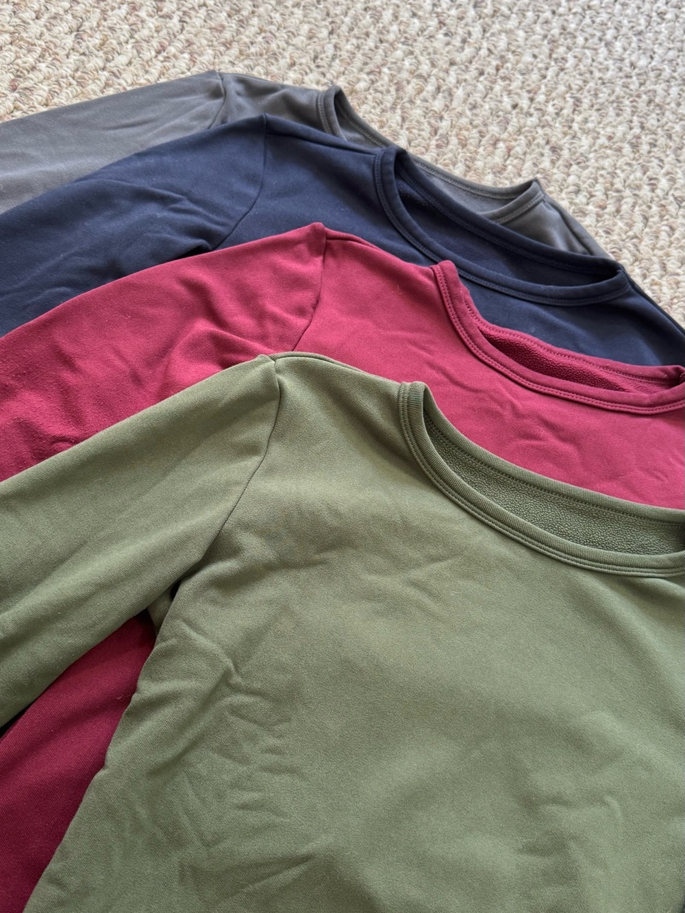 Everyday Long Sleeve Crewneck Top - Olive, Burgundy, Navy, Gray